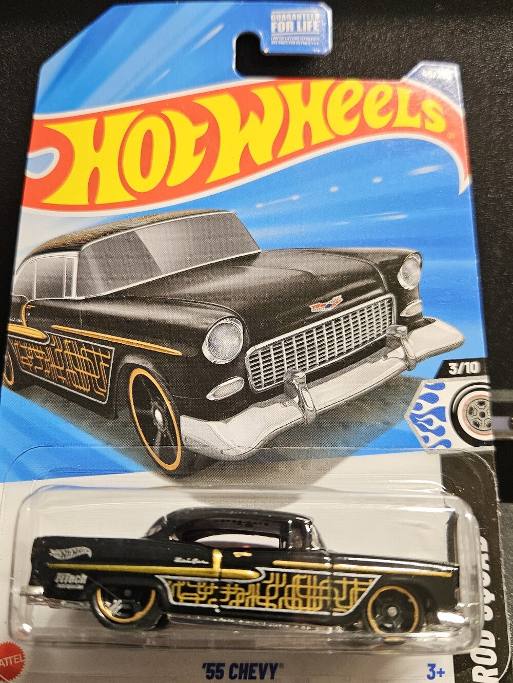 HW Black and Gold 1955 Chevy Rod Squad package slightly damaged in storage